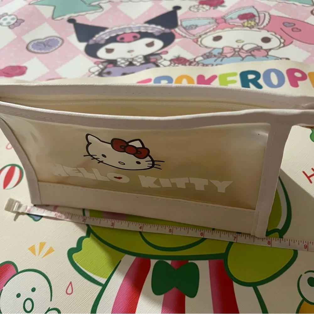 Hello Kitty White Cosmetic Bag/ Pencil Pouch with Clear Front